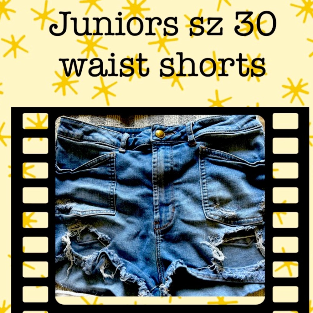 Junior's shorts- size 30 waist, shorty shorts, weathered/worn style